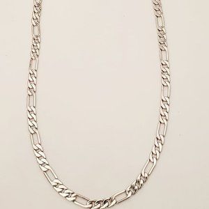 Goldfathers Jewelry.  Rhodium Layered 22" Medium Figaro Necklace. UNISEX.